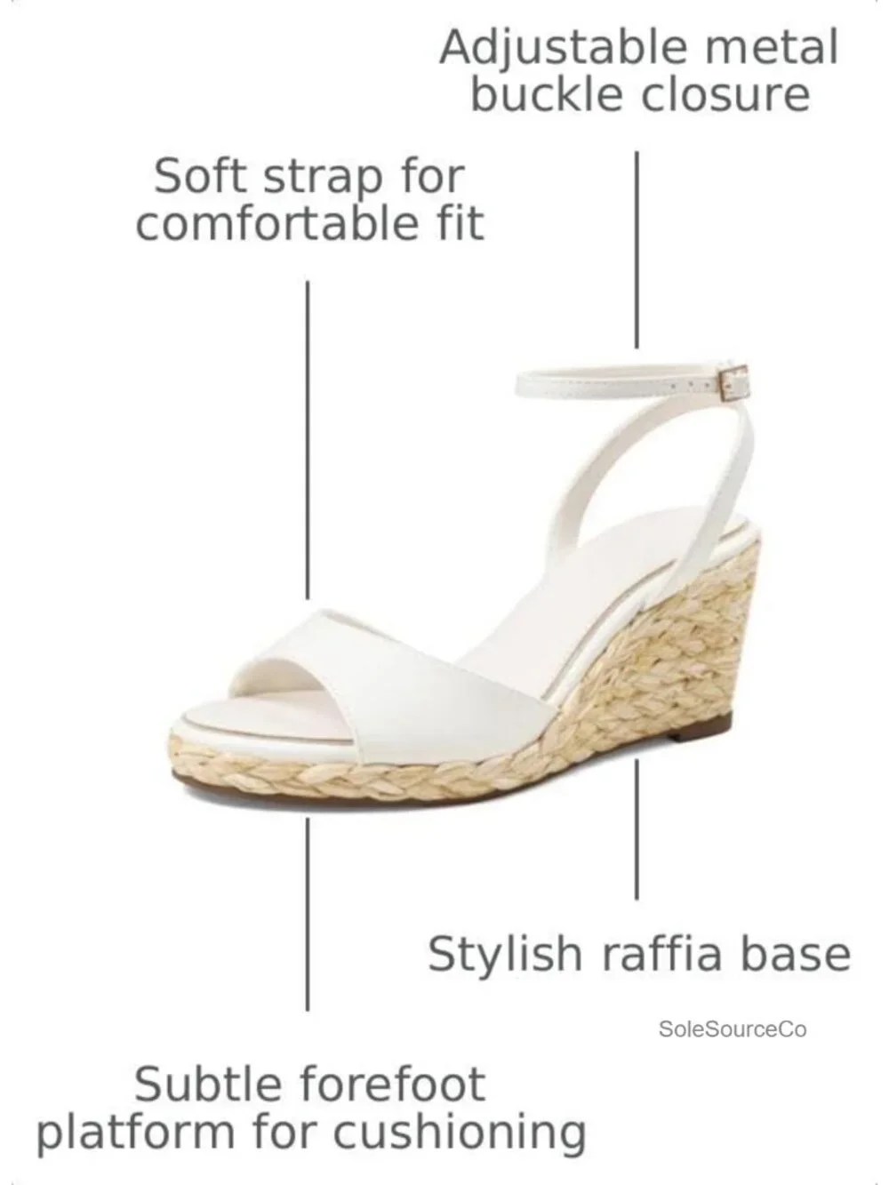 Women's Raffia Espadrille Wedge Sandals Platform Heels Ankle Strap Open Toe
